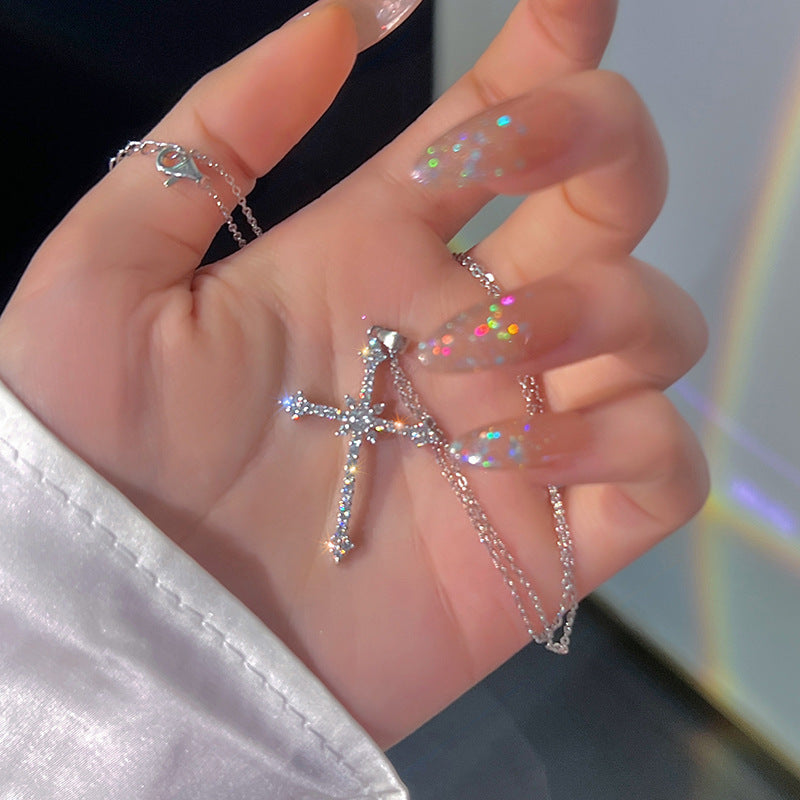 Asterism Cross Necklace For Women