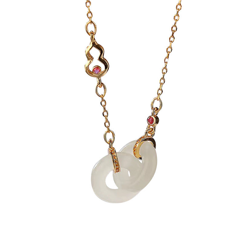 Sterling Silver Gold-plated Necklace Inlaid With Natural Hetian Jade